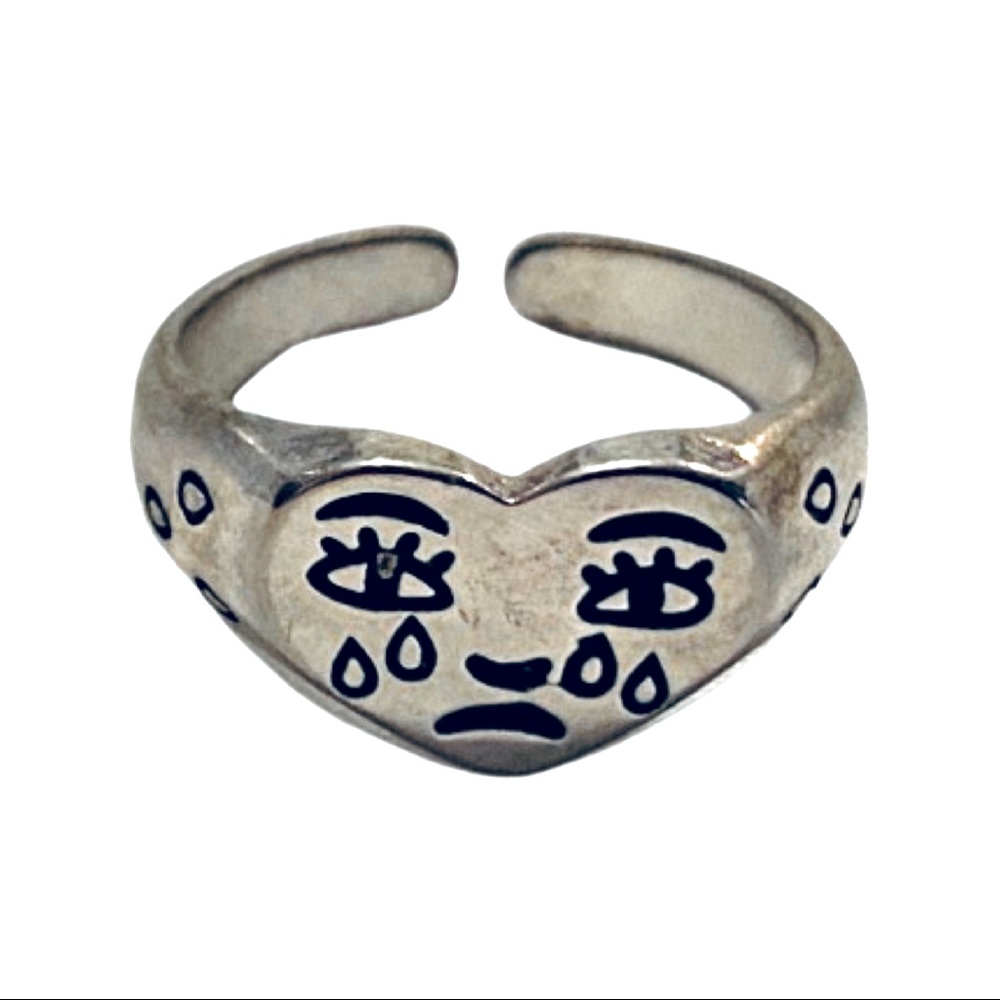 Sad Smiley 925 Sterling Silver Ring